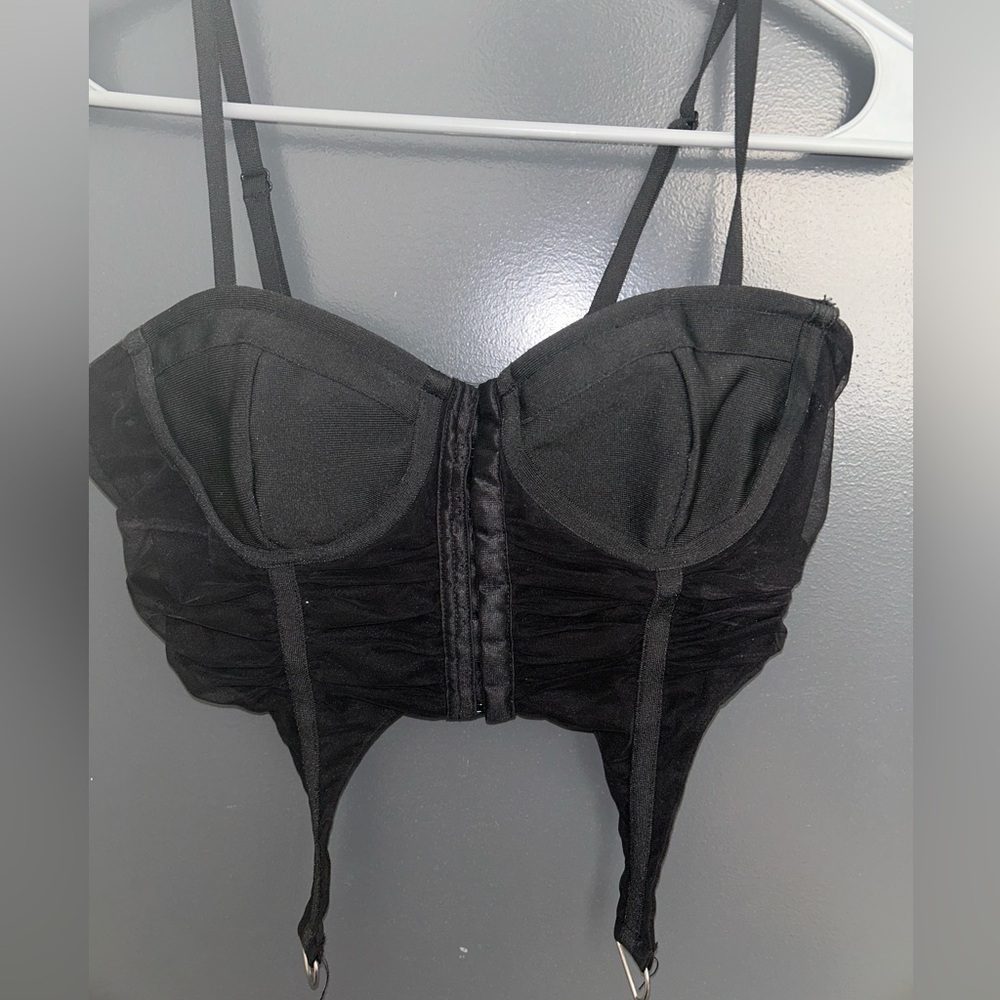 Rehab Lab Black Corset Crop